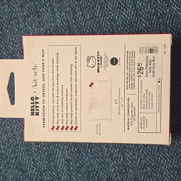 ❤️BUY 2 GET 1 FREE Kitsch x Hello Kitty Satin Pillowcase in Ivory Kitty Bow - Picture 12 of 16